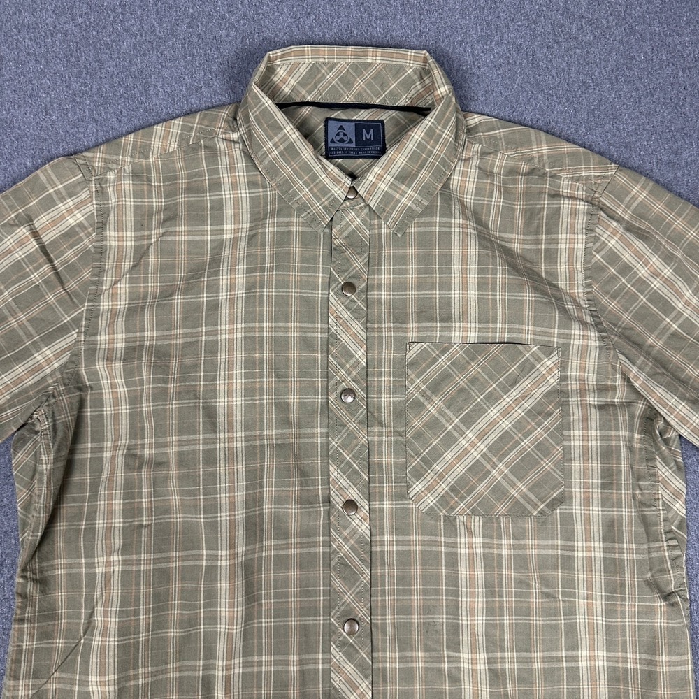 Magpul Mens M Green Plaid Pearl Snap Short Sleeve Tactical Shirt EDC Concealed
